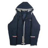 REEBOK Mens Puffer Jacket Blue Hooded L