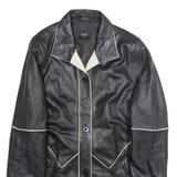 LLD Womens Jacket Black Faux Leather L