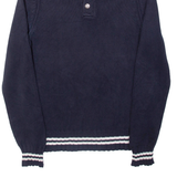 TOMMY HILFIGER Mens Jumper Blue 1/4 Zip Tight Knit S