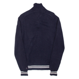 TOMMY HILFIGER Mens Jumper Blue 1/4 Zip Tight Knit S