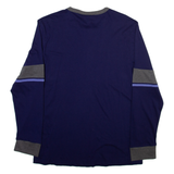 HARVEY MILLER Mens T-Shirt Purple Long Sleeve Button Neck L