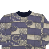 Nautical Womens Sweatshirt Blue High Neck 90s XL