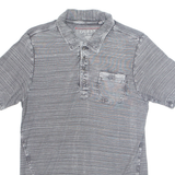 GUESS Mens Polo Shirt Grey Striped XS
