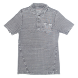 GUESS Mens Polo Shirt Grey Striped XS