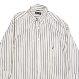 NAUTICA Mens Shirt White Striped Long Sleeve L