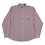 CHAPS Mens Shirt Maroon Gingham Long Sleeve XL