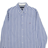 TOMMY HILFIGER Slim Fit Mens Shirt Blue Striped Long Sleeve S