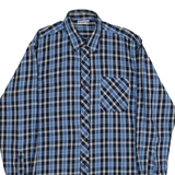 BREMO Mens Shirt Blue Check Long Sleeve L