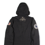 ALPHA INDUSTRIES Mens Parka Coat Black Canvas Nylon Hooded M
