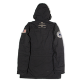 ALPHA INDUSTRIES Mens Parka Coat Black Canvas Nylon Hooded M
