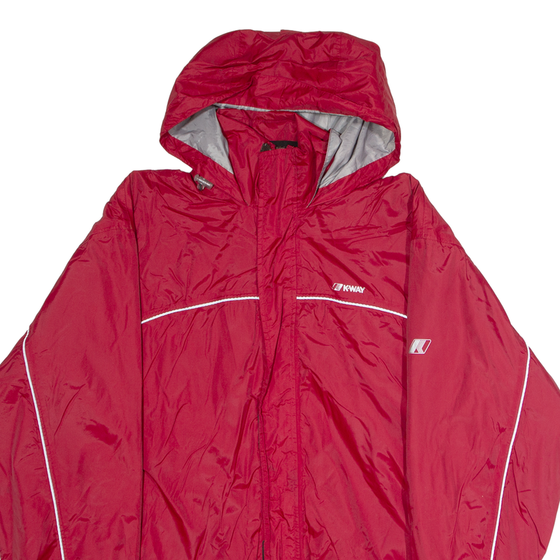 K-WAY Fleece Lined Mens Rain Jacket Blue Hooded XL