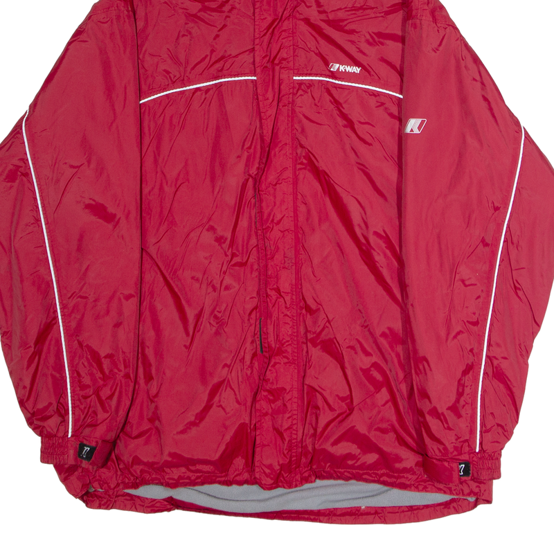 K-WAY Fleece Lined Mens Rain Jacket Blue Hooded XL