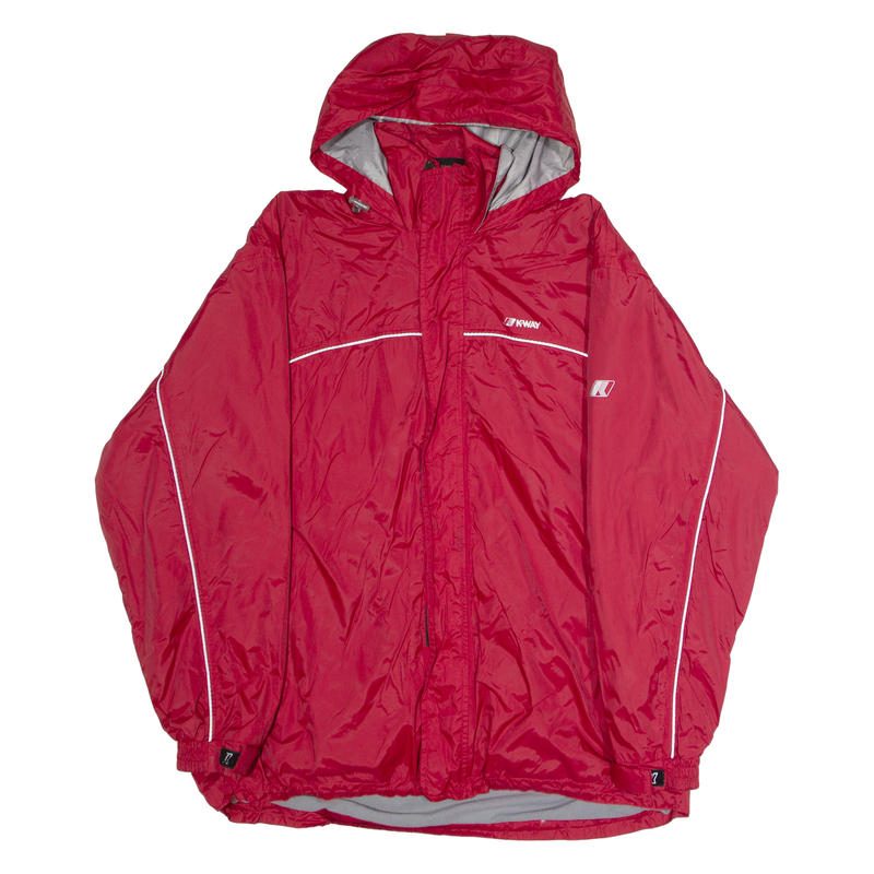 K-WAY Fleece Lined Mens Rain Jacket Blue Hooded XL