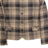 TED S'GERMAIN Womens Blazer Jacket Brown Wool 90s Check UK 16