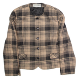 TED S'GERMAIN Womens Blazer Jacket Brown Wool 90s Check UK 16