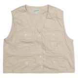 CHICOREE Womens Waistcoat Beige Twill 90s M