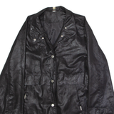 Womens Windbreaker Jacket Black 90s Hooded UK 12