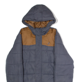KANGOL Mens Puffer Jacket Blue Hooded Colourblock M