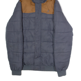 KANGOL Mens Puffer Jacket Blue Hooded Colourblock M