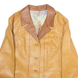JUNIPER Womens Trench Jacket Beige Leather 90s UK 18