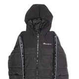 CHAMPION Mens Puffer Jacket Black Hooded S