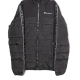CHAMPION Mens Puffer Jacket Black Hooded S