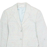 CLEMENT Womens Blazer Jacket Blue Knit Wool 90s Chevron UK 8