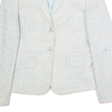 CLEMENT Womens Blazer Jacket Blue Knit Wool 90s Chevron UK 8