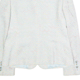 CLEMENT Womens Blazer Jacket Blue Knit Wool 90s Chevron UK 8