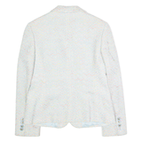 CLEMENT Womens Blazer Jacket Blue Knit Wool 90s Chevron UK 8