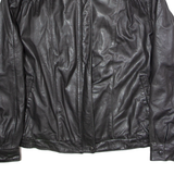 Womens Biker Jacket Black Leather 90s UK 16