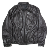 Womens Biker Jacket Black Leather 90s UK 16