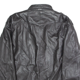 Womens Biker Jacket Black Leather 90s UK 16