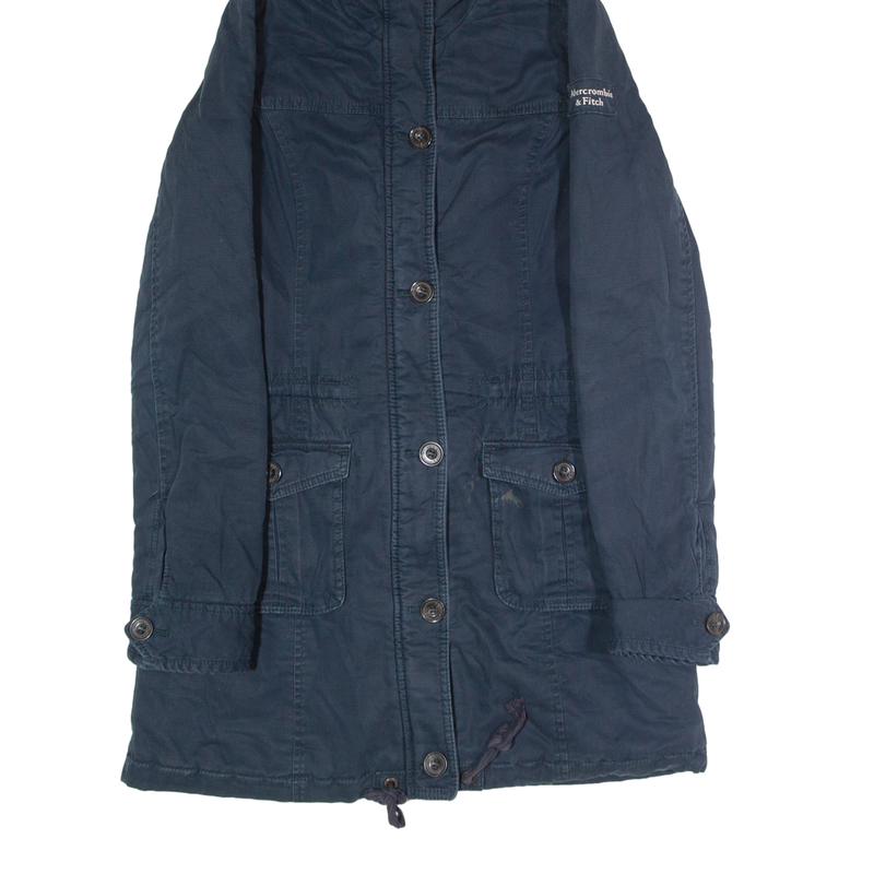 ABERCROMBIE & FITCH Fleece Lined Womens Parka Coat Blue Hooded S