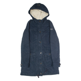 ABERCROMBIE & FITCH Fleece Lined Womens Parka Coat Blue Hooded S