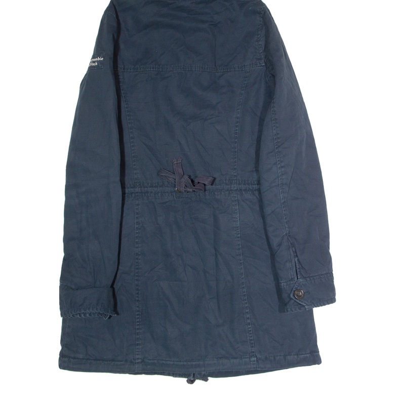 ABERCROMBIE & FITCH Fleece Lined Womens Parka Coat Blue Hooded S