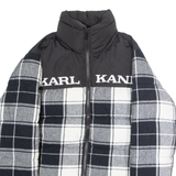 KARL KANI Mens Puffer Jacket Black Flannel Check XS