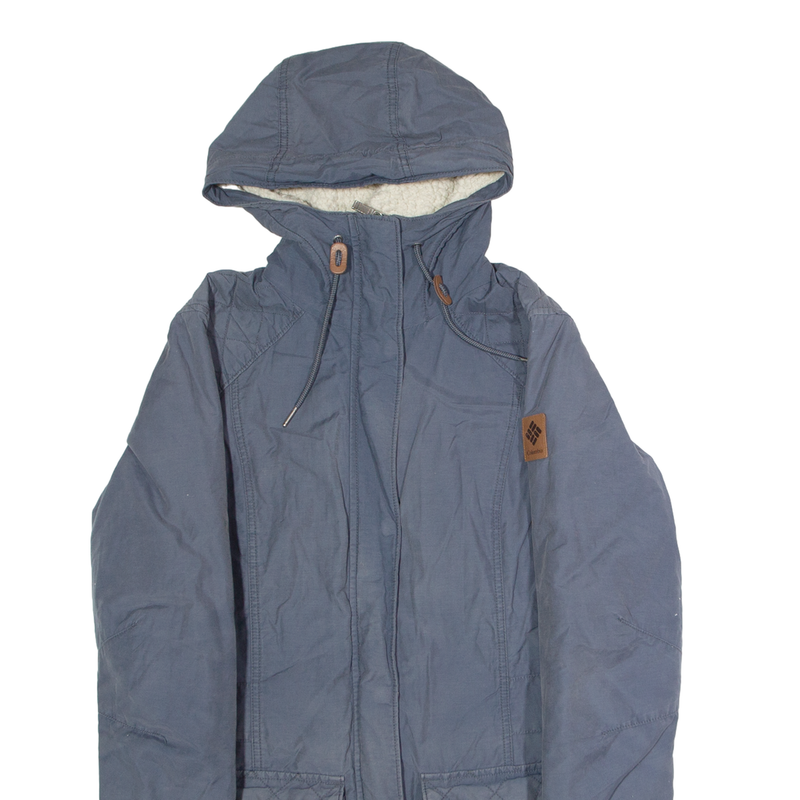COLUMBIA Fleece Lined Womens Parka Coat Blue Hooded S