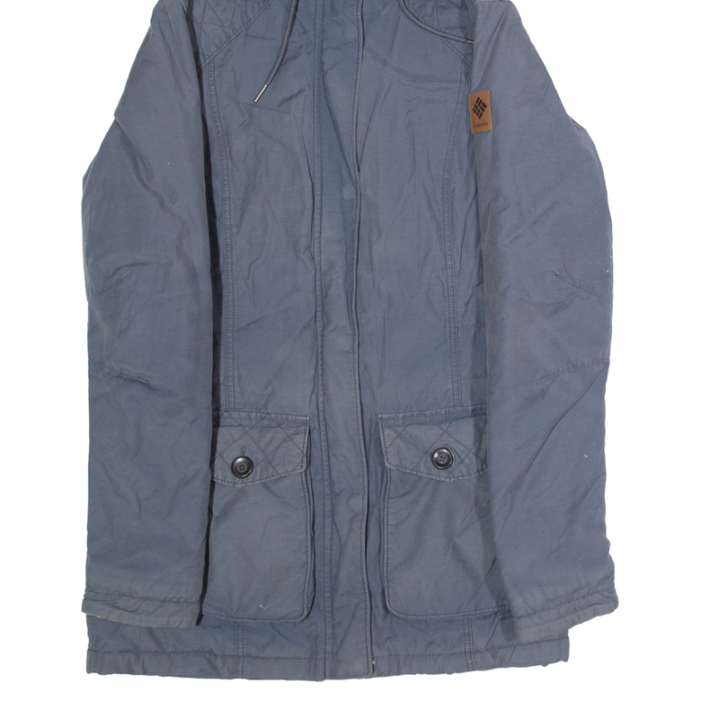 COLUMBIA Fleece Lined Womens Parka Coat Blue Hooded S