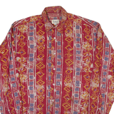 VINCI CASUAL Mens Shirt Red 90s Geometric Long Sleeve M