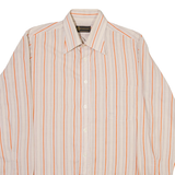 CONSULATE Mens Shirt Orange Striped Long Sleeve M