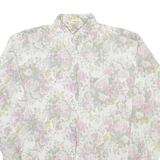 Womens Plain Shirt White Floral Long Sleeve L
