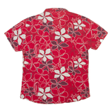 HINANO Mens Hawaiian Shirt Red Floral S