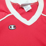 CHAMPION Mens Jersey Red USA V-Neck Nylon L