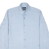 BOSS Slim Fit Mens Shirt Blue Spotted Long Sleeve M