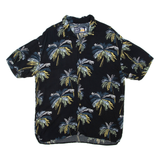JACK & JONES Mens Hawaiian Shirt Black Viscose Floral M