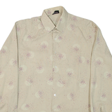 TOP SHIRT Mens Shirt Beige Striped Long Sleeve M