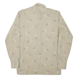 TOP SHIRT Mens Shirt Beige Striped Long Sleeve M