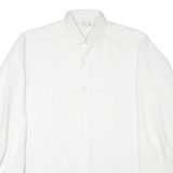 ACKERMAN Mens Plain Shirt White Long Sleeve L