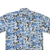 Mens Shirt Blue Crazy Pattern L
